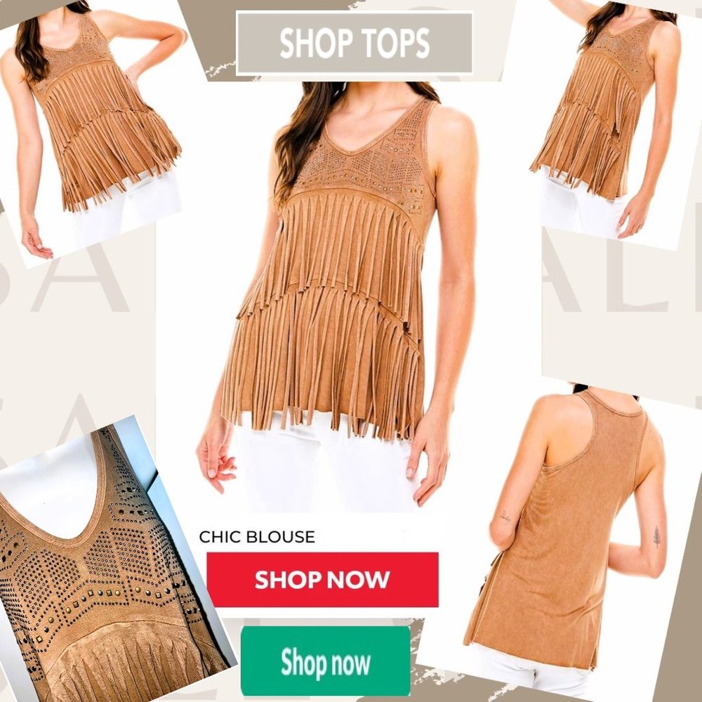 BULLY Designer FRINGE & BLING Dangling TANK TOP Embellished T-SHIRT Priced CHEAP